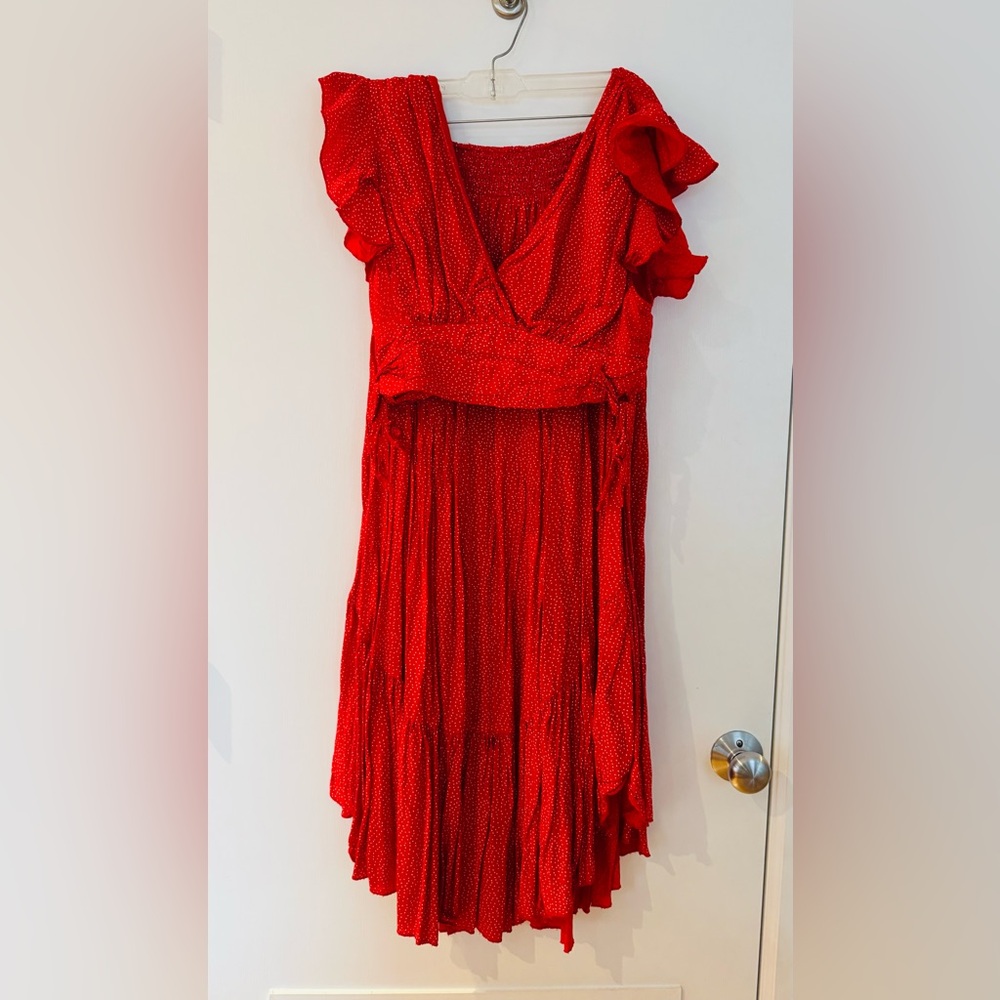 Free People Red and White Polka Dot Maxi Skirt and Top Set - Picture 4 of 6
